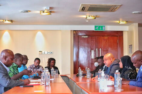 Interior Cabinet Secretary Fred Matiang'i met with leaders from Lamu County on Friday, January 7, 2022.
