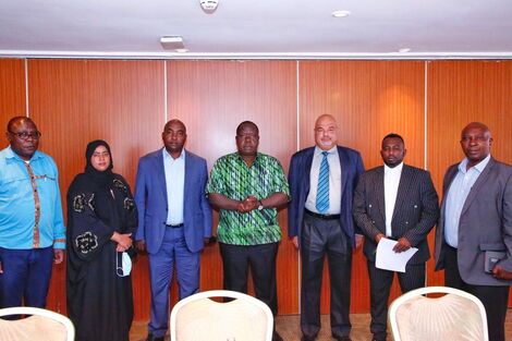 Interior Cabinet Secretary Fred Matiang'i met with leaders from Lamu County on Friday, January 7, 2022.