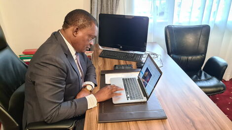 Parliament Speaker Justin Muturi seated in his office on October 26
