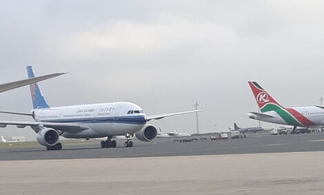 Planes landing at the Jomo Kenyatta International Airport (JKIA)