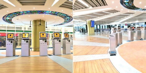 A collage image of refurbished JKIA terminals 1B and IC taken on September 27, 2022.