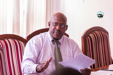 Marsabit County Health CEC Jamma Wolde inside his office.