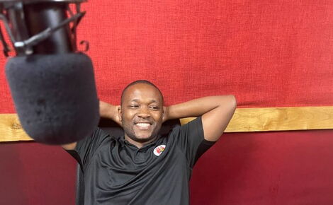 Capital FM's radio presenter, James Wokabi poses during the Saturday Music and Sports on September 24, 2022. 
