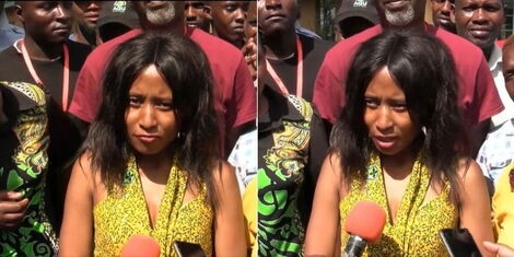 UDA Aspirant for Kirinyaga County Women Rep, 28-Year-Old lawyer, Jane Njeri Maina speaking with the press on Friday, April 15, 2022.