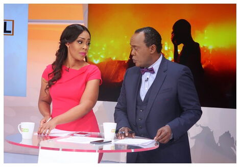 Citizen TV News Anchors Victoria Rubadiri and Jeff Koinange at the studio.
