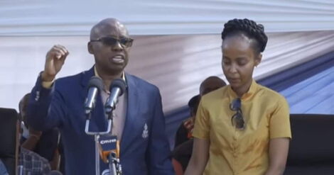 Businesswoman Irene Nzisa and her husband Jimi Wanjigi during a campaign rally in 2021.