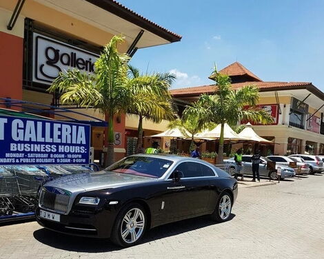 Jimmy Wanjigi's Rolls-Royce Provenance Phantom Coupe pictured at the Galleria Mall in Nairobi.