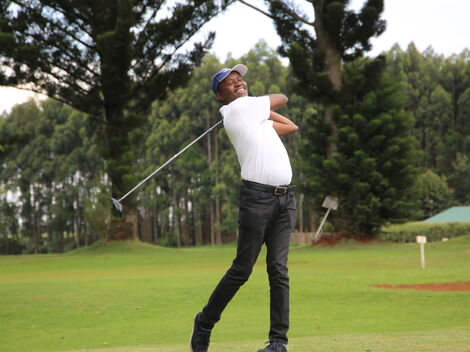 Former ICT Cabinet Secretary Joe Mucheru playing golf 