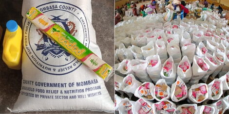 A file image of foods donated by Mombasa Governor Hassan Joho