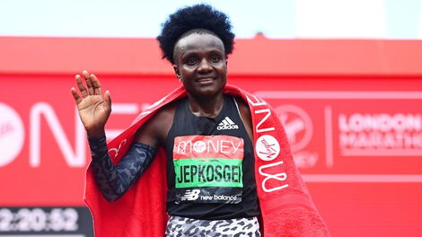 Joyciline Jepkosgei Pictured After Winning the London Marathon.