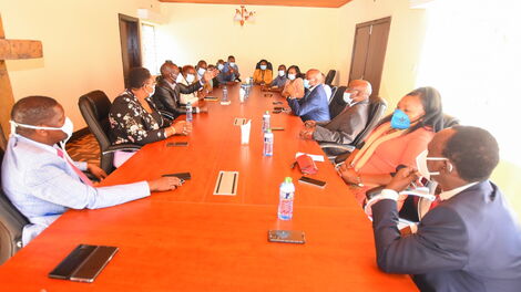 Deputy President William Ruto in a meeting with de-whipped Jubilee legislators in Nairobi on June 18, 2020