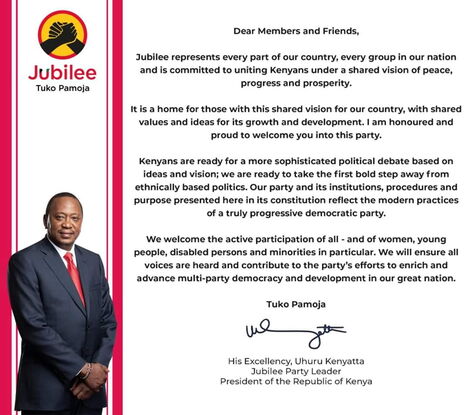 President Uhuru Kenyatta's statement on Jubilee Party on Sunday, May 31, 2020