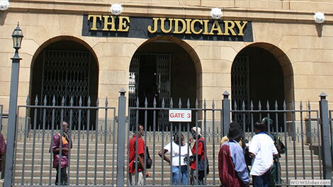 undated image of the judiciary entrance to the Supreme Court building in Nairobi, Kenya