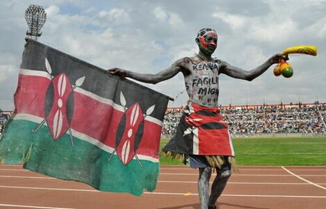 File Photo of popular Harambee Stars supporter Isaac Juma during a match