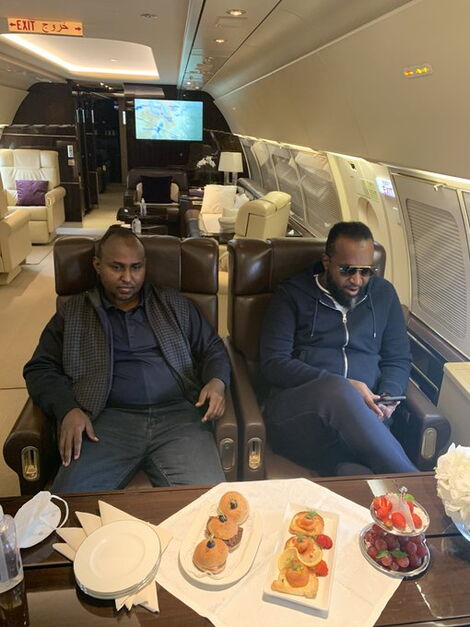 Suna East MP Junet Mohamed and Mombasa Governor Ali Hassan Joho pictured on their trip to Dubai on July 9, 2020