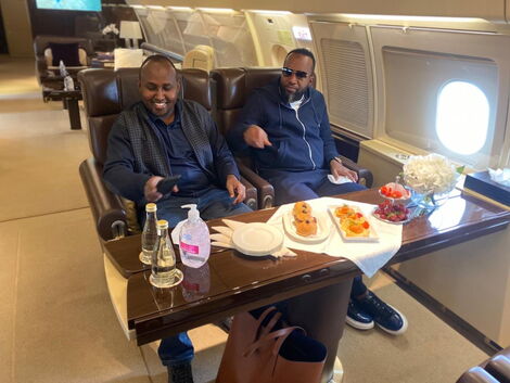 Suna East MP Junet Mohammed and Mombasa Governor Ali Hassan Joho pictured on their trip to Dubai on July 9, 2020