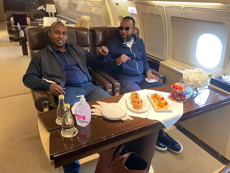 Suna East MP Junet Mohammed and Mombasa Governor Ali Hassan Joho pictured on their trip to Dubai on July 9, 2020