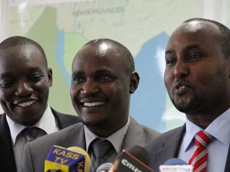 ODM MPs: From left: Simba Arati (Dagoretti North), John Mbadi (Suba East) and Junet Mohamed (Suna East)