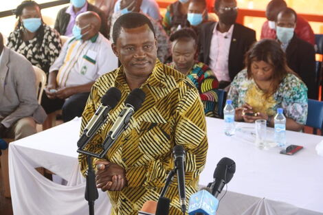 NationalAssembly Speaker Justin Muturi addressing a Democratic Party meeting on October 26 