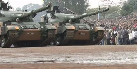 Kenya Defence Forces (KDF) tankers during a parade.