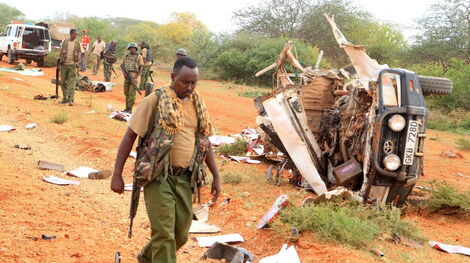 KDF officers at an accident scene.