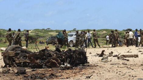 KDF officers at the scene of the incident in Somalia