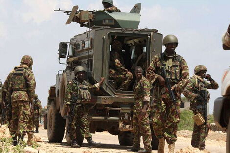 KDF soldiers during one of their missions in Somalia.