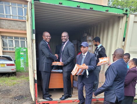 KNEC CEO Dr David Njengere after opening exam container at Kamukunji Sub County on December 5, 2022