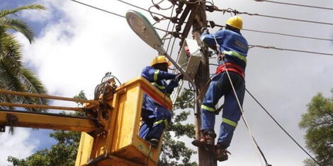 File image of Kenya Power electricians at work