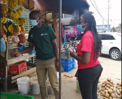 KRA staff inspects a business during a door-to-door crackdown on Nairobi businesses on Thursday, March 18, 2021.