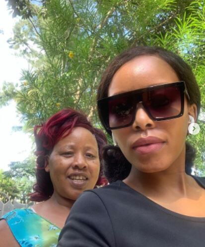 KTN News Anchor Sophia Wanuna (right) and her mother