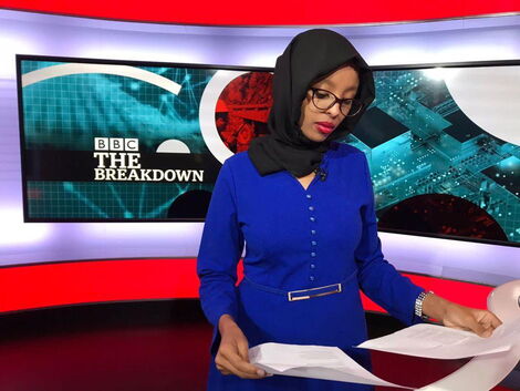 KTN News anchor Fathiya Nur at BBC studio
