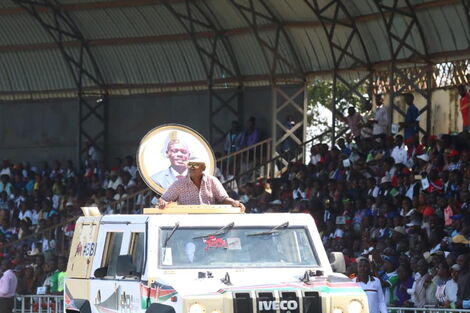 Former Kiambu Governor William Kabogo arrives for the BBI rally in Meru on Saturday, February 29, 2020.