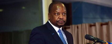 Health CS Mutahi Kagwe address a gathering in Nairobi in June 2020
