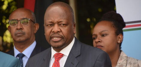 Health CS Mutahi Kagwe addressing the Nation about Corona Virus outside Afya House on March 17, 2020.
