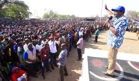 Kalonzo Musyoka speaking during a rally in Turkana County of Monday April 4,2022