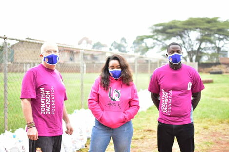 Betty Kyallo (centre) with her brand manager Kamarichi Mbarani