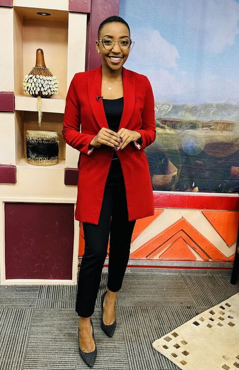 Kameme Tv Journalist and Show Host Agnes Nonsizi on set February 1, 2023