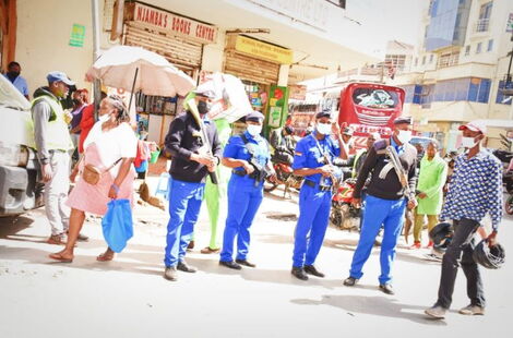 Kamukunji Police officers during a patrol in Nairobi CBD on Tuesday, January 25, 2022.