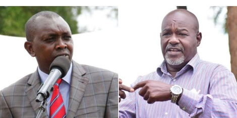 Kapseret MP Oscar Sudi (left) and his Soy counterpart Caleb Kositany