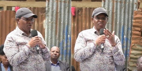 Interior Cabinet Secretary Karanja Kibicho speaking in Kirinyaga on Friday, May 20, 2022.