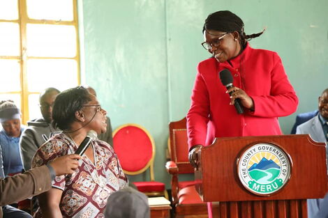 Meru Governor Kawira Mwangaza during a meeting with residents on Wednesday November 23, 2022