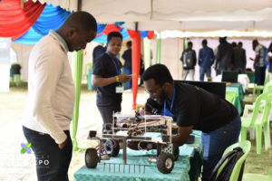  Ken Gicira demonstrates how his weeding bot operates, on Tuesday, March 17, 2020 in Nairobi