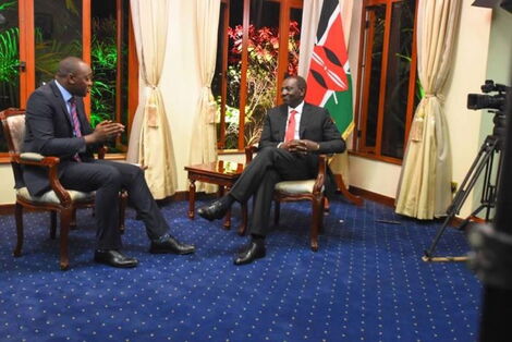 NTV Anchor Ken Mijungu interviews DP William Ruto at his Karen home on Thursday, January 23, 2020.