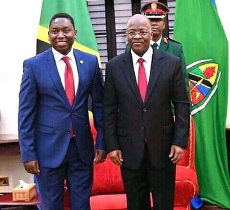 Kenya’s High Commissioner to Tanzania, Dan Kazungu Posing with Deceased Magufuli 