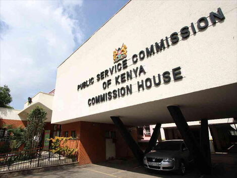 A photo of the entrance to Kenya Public Service Commission Offices in Kenya.