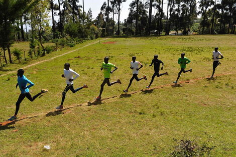 File photo of Kenyan long-distance runners during a training session