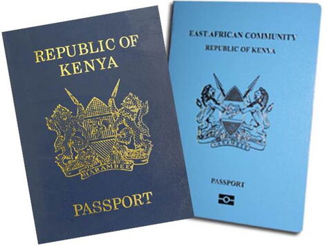 A photo of the Kenyan passport (left) and the East African Community (EAC) passport (left).