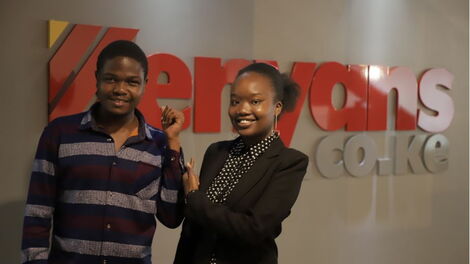 Kenyans.co.ke employees pose for a photo at the company's offices in Westlands