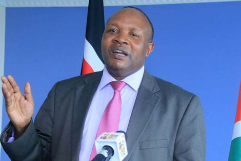 Kericho Governor Paul Chepkwony addresses the media in June 2018
